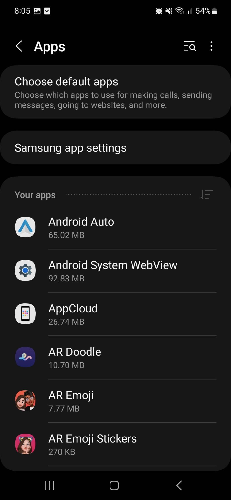 Список установленных приложений на Android-телефоне