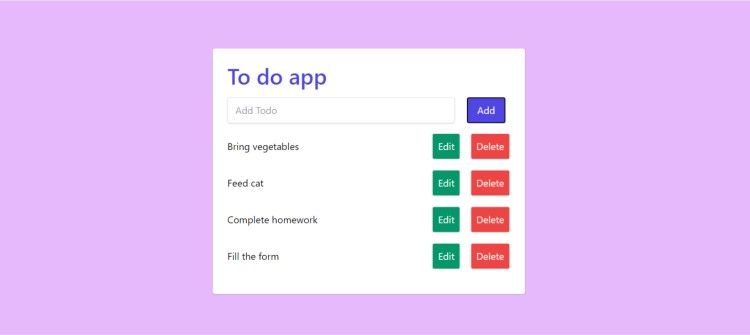 Список задач To‑Do с элементами и кнопками редактирования/удаления