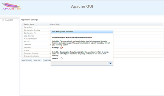 Стартовая страница Apache GUI