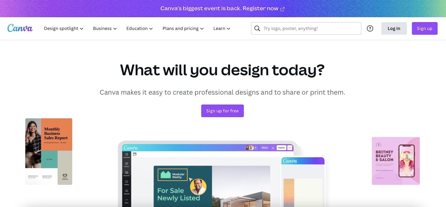 Сайт Canva, экран входа в аккаунт