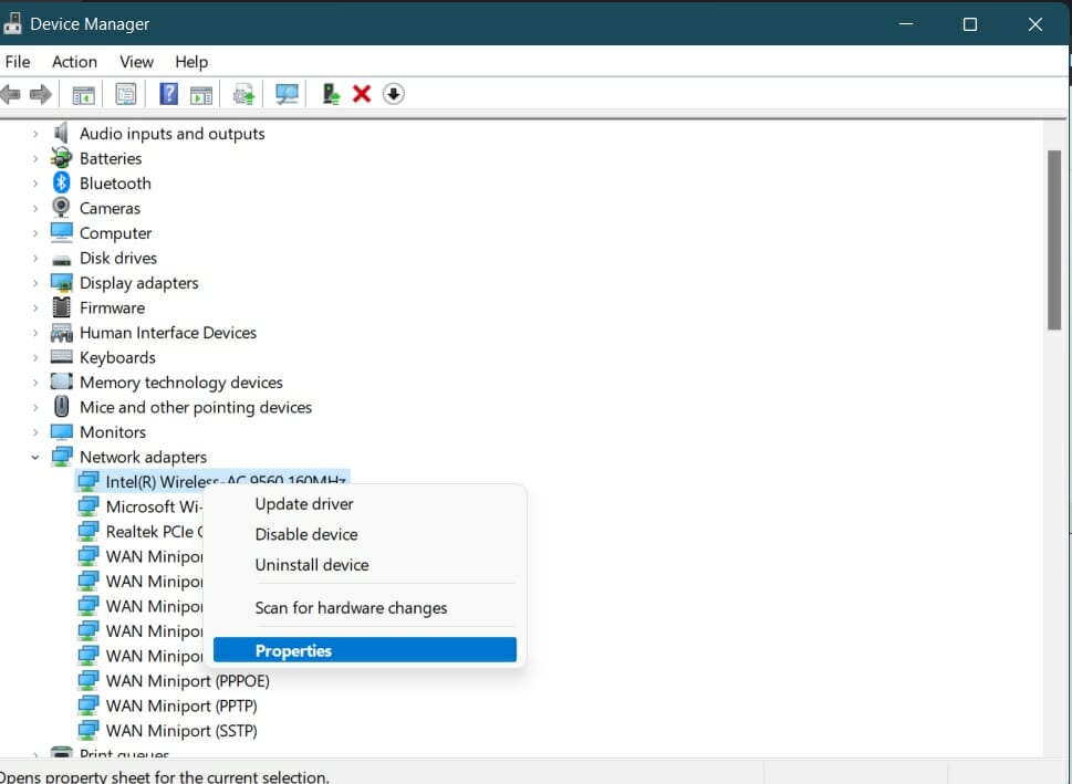 Свойства сетевого адаптера