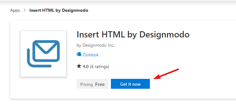 Страница надстройки Insert HTML by Designmodo