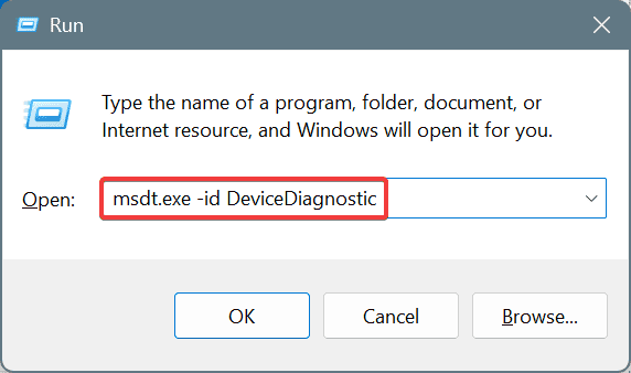 Окно мастера устранения неполадок оборудования и устройств