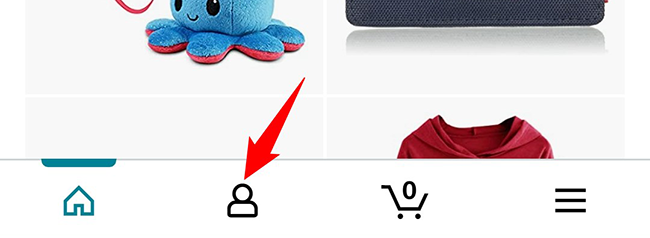 Нажмите иконку пользователя внизу приложения Amazon.