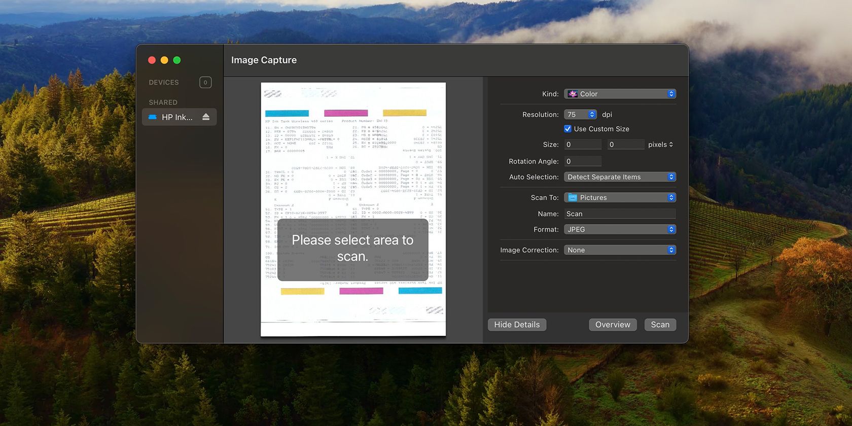 scanning with image capture on macOS