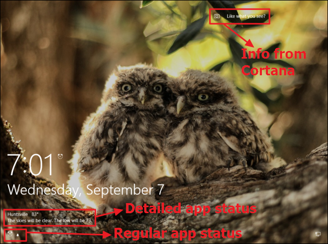 Экран блокировки с разными статусами приложений и информацией