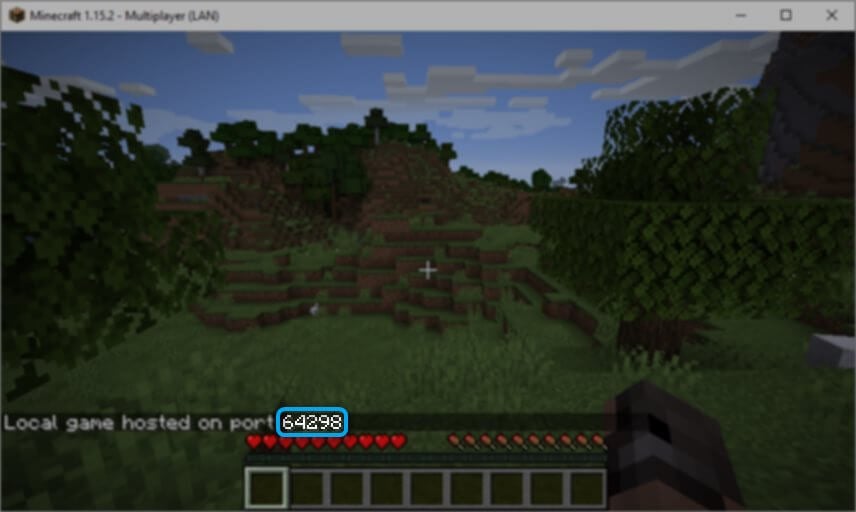Порт LAN-игры отображён в чате Minecraft (5 цифр)