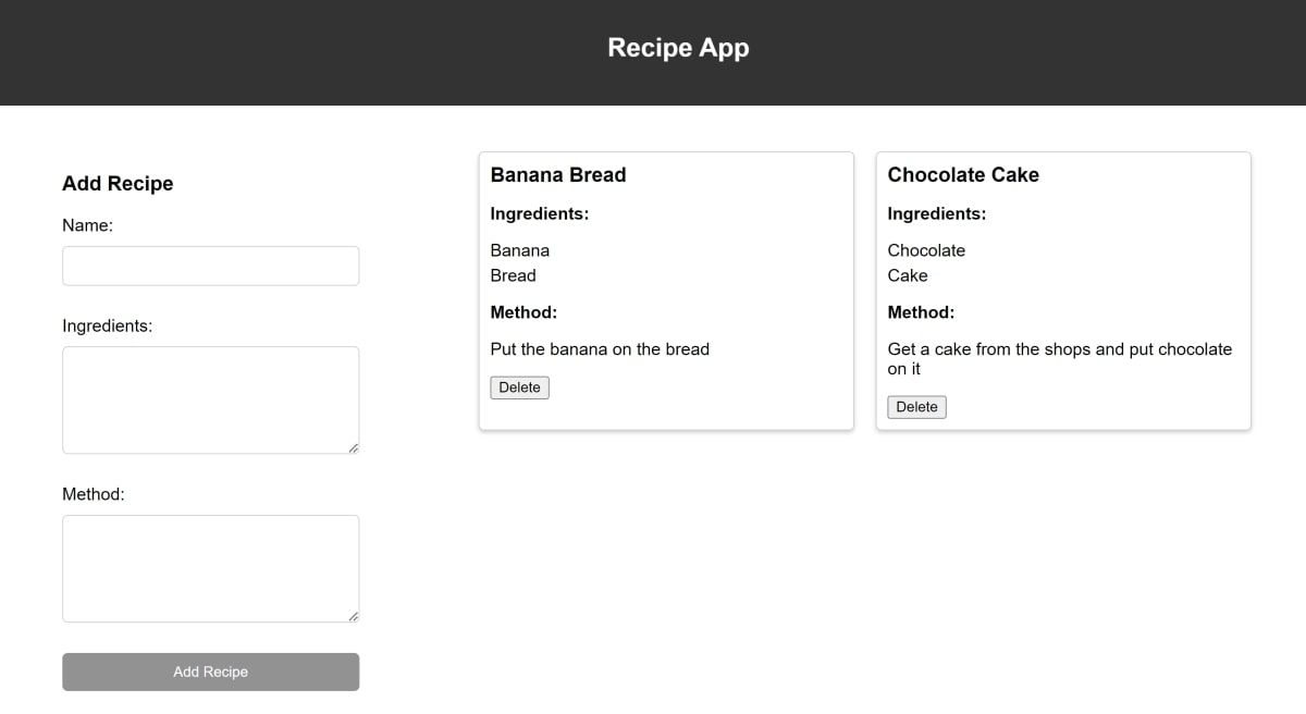 Список рецептов с карточками