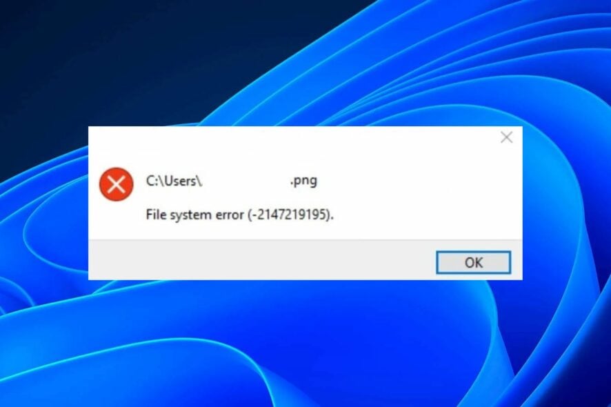 File System Error (-2147219195): как исправить