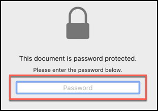 Введите пароль в поле Password для расшифровки PDF в Finder