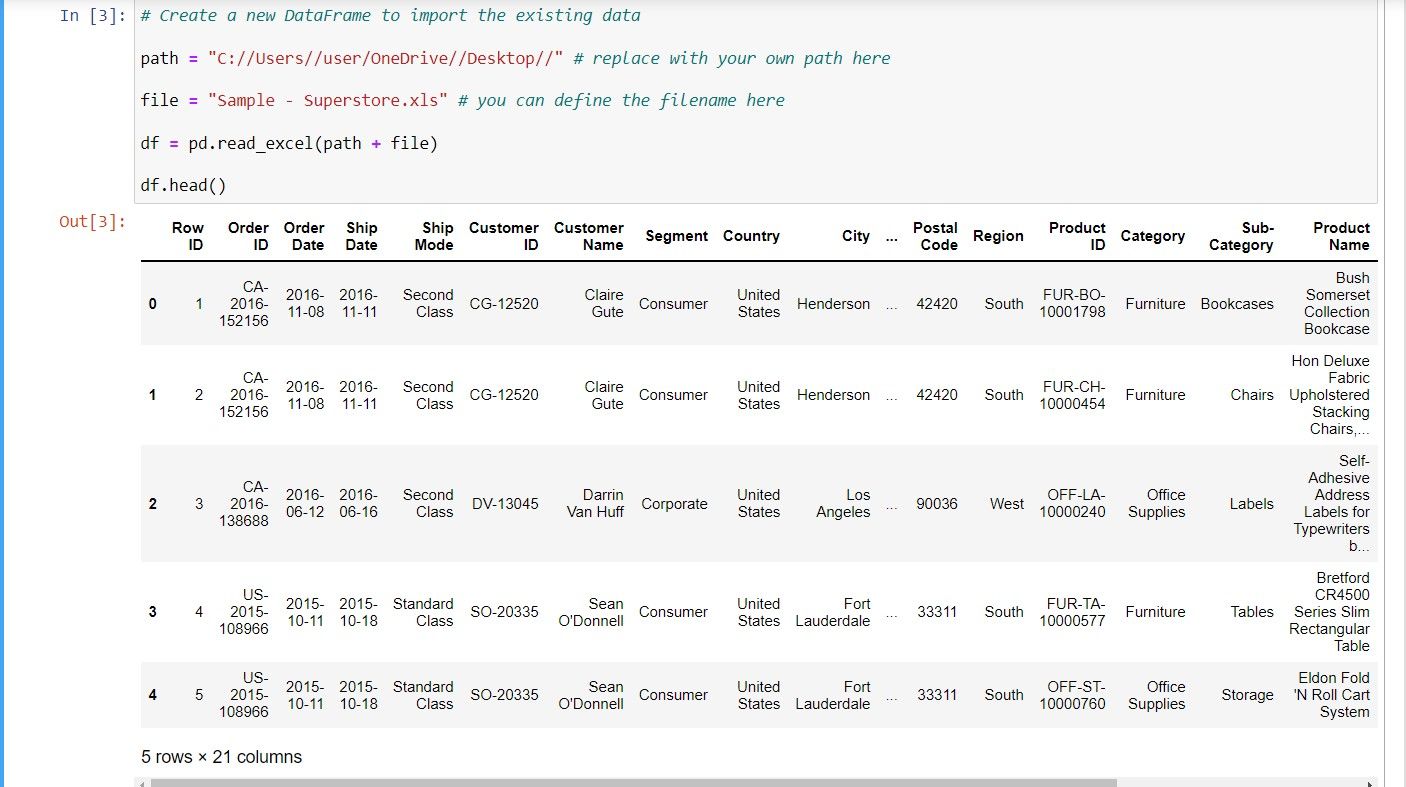 Интерфейс Jupyter Notebook с кодом Python