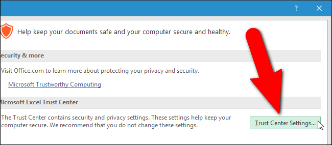 Параметры Центра управления безопасностью