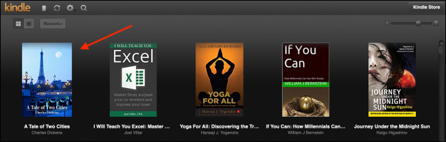 Открытая книга в Kindle Cloud Reader — интерфейс чтения
