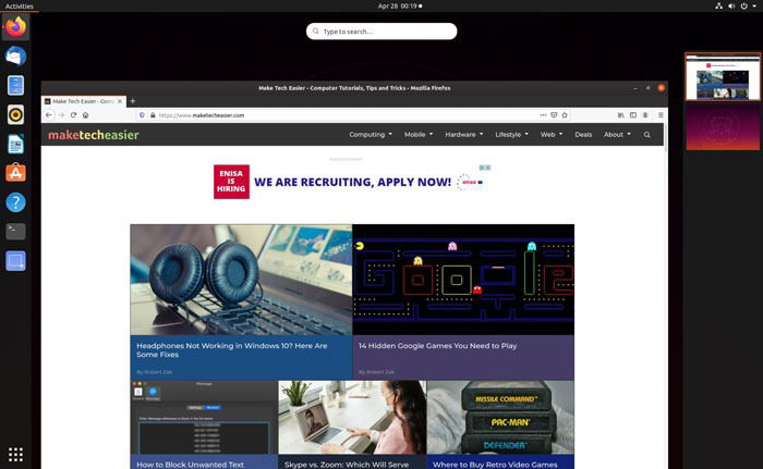 Автоматическое создание второго рабочего стола в GNOME