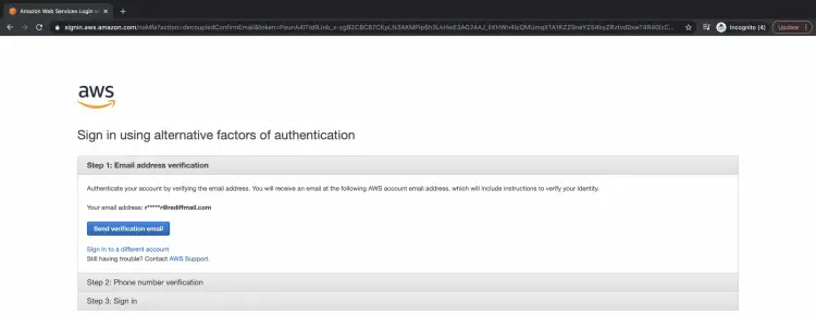 Кнопка отправки проверочного email