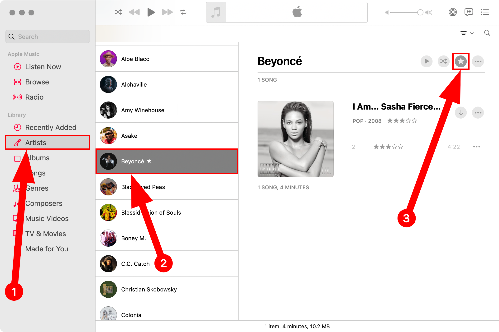 Отмечаем избранное в Музыке на Mac
