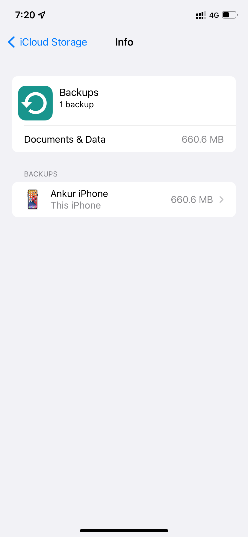 Список резервных копий устройства