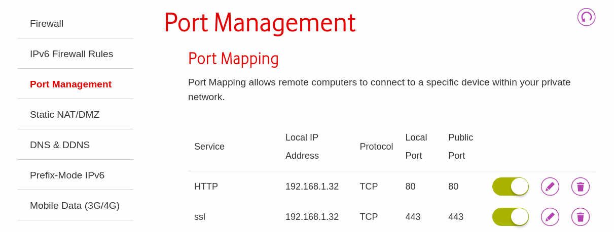 Админ-панель роутера: проброс HTTP/HTTPS
