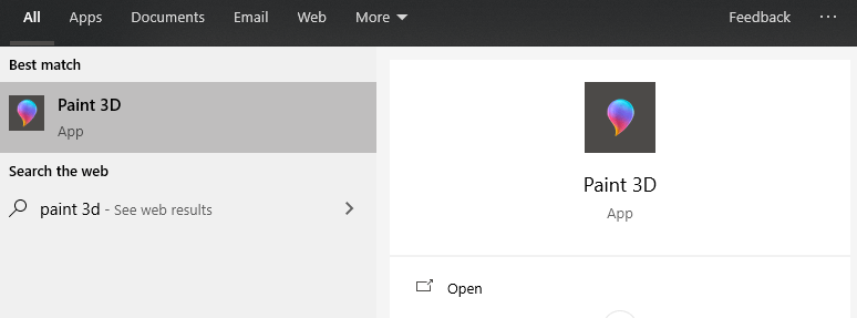 Интерфейс Paint 3D с приложением