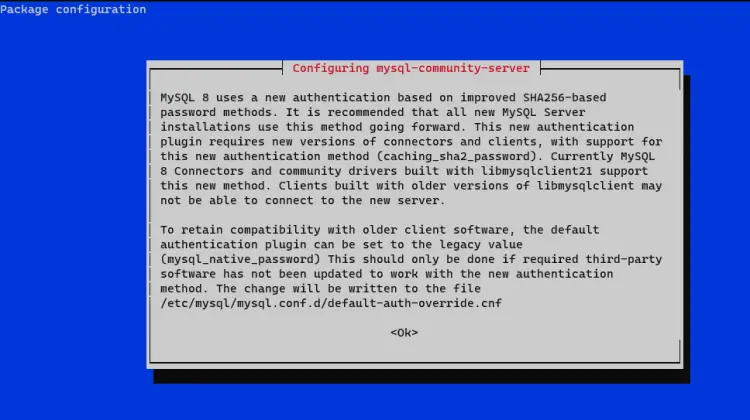 Информация об аутентификации MySQL