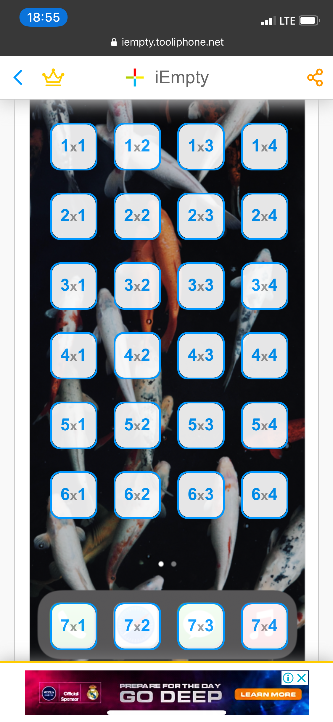 Сетка иконок в iEmpty