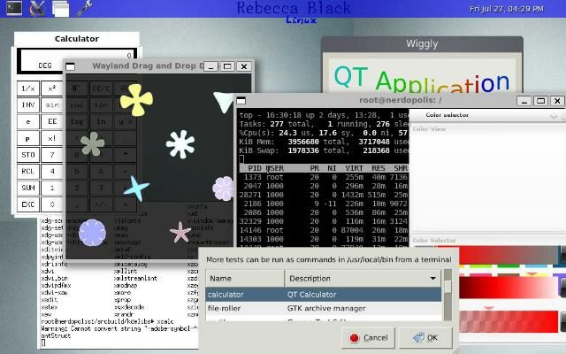Запуск Wayland в Rebecca Black OS