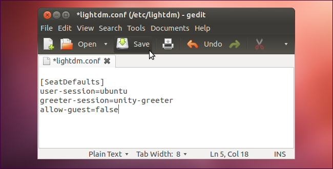 Сохранение файла конфигурации LightDM