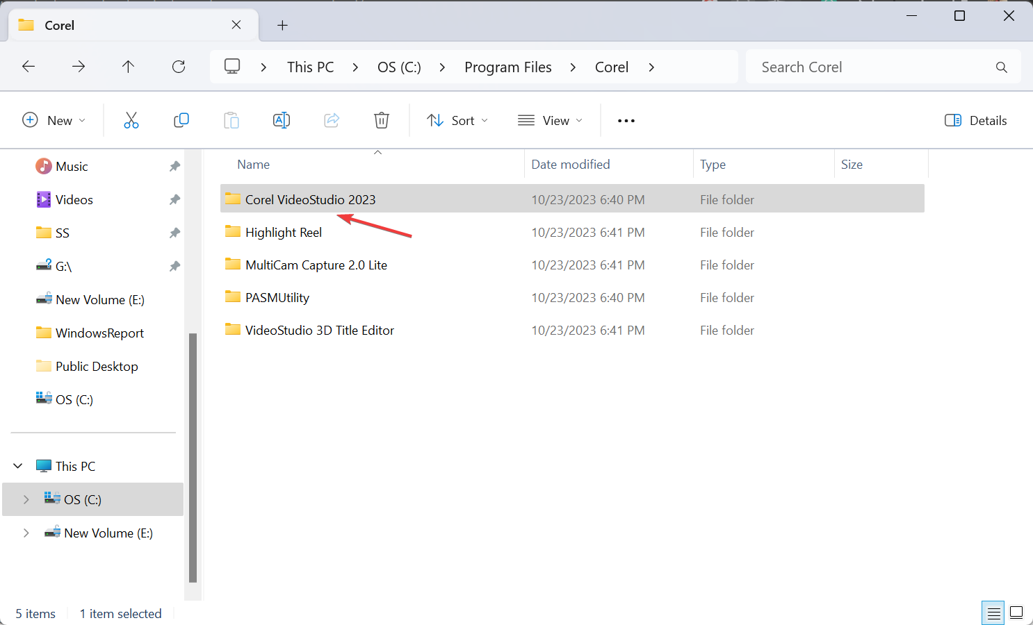 Папка с установленной версией Corel VideoStudio