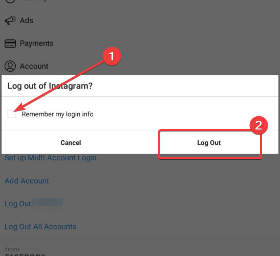 Окно с опцией не запоминать данные для входа