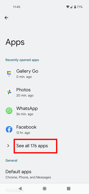 Просмотр всех приложений в Android 12