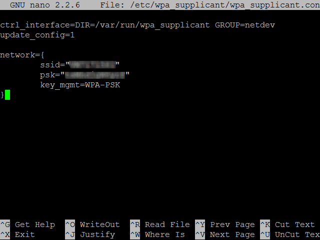 настройка беспроводной сети в Raspbian в текстовом редакторе
