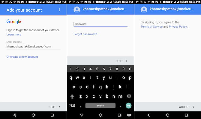 Добавление нового Google‑аккаунта в настройках