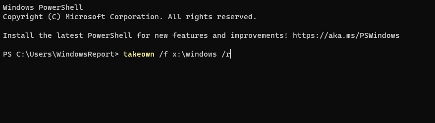 Команда takeown для получения прав на папку Windows