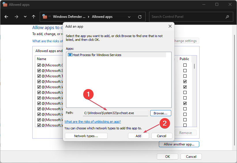 Выбор svchost.exe из system32