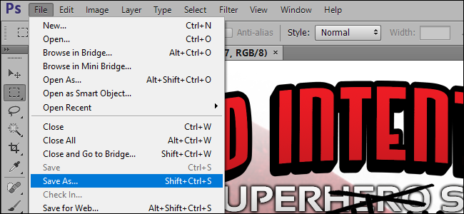 Диалог «Сохранить как» в Photoshop