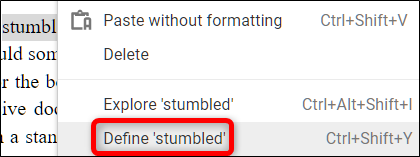 Окно определения выделенного слова в Google Docs