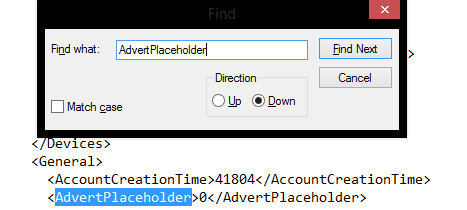 Поиск параметра AdvertPlaceholder в config.xml