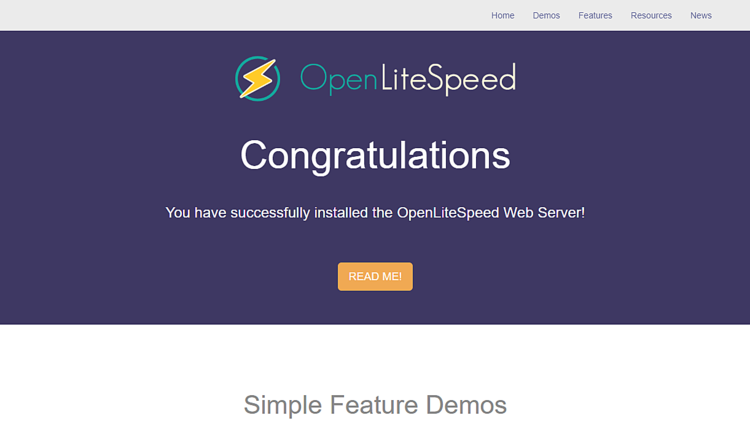 Стартовая страница OpenLiteSpeed