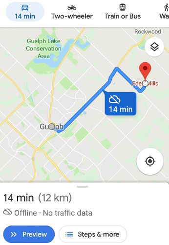 Навигация в офлайне с иконкой молнии