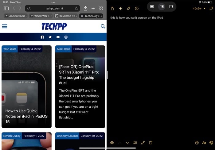 Slide Over поверх Split View