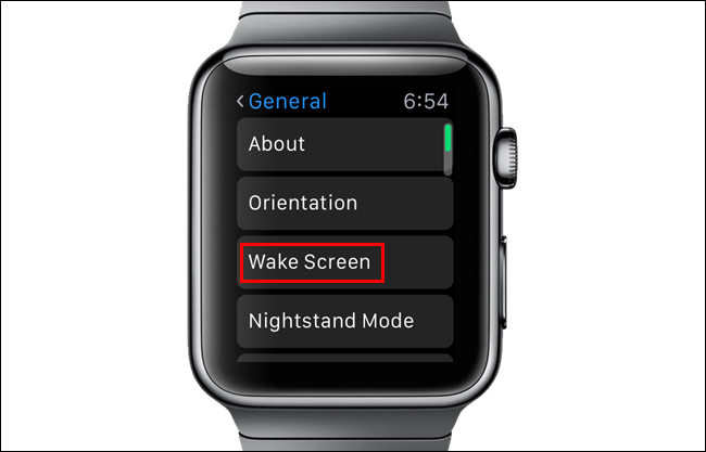 Переход в настройки Пробуждение экрана на Apple Watch