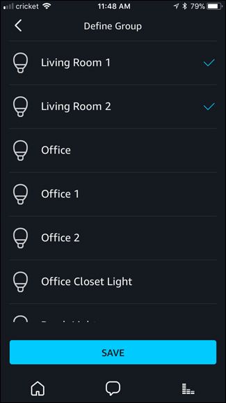 Изображение: выбор устройств для добавления в группу перед сохранением