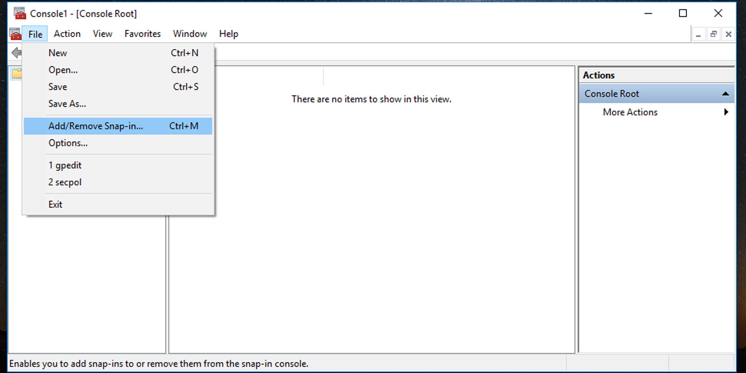 Добавление оснастки Group Policy Object Editor в консоль