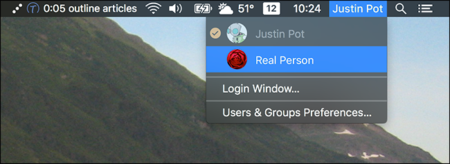 Значок Быстрой смены пользователя в строке меню macOS