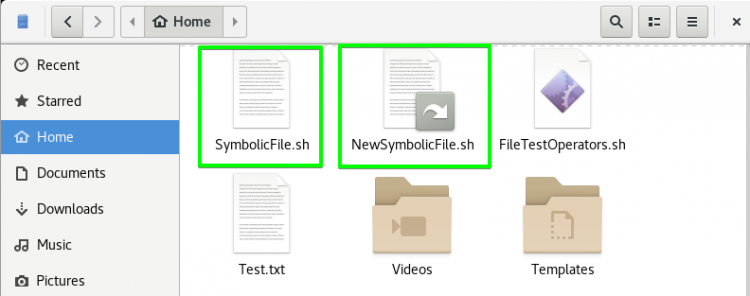 Файлы и ссылка NewSymbolicFile.sh рядом с оригиналом