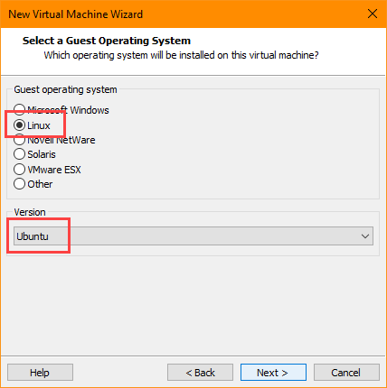 Выбор Linux/Ubuntu как гостевой ОС