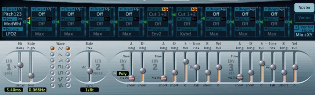 ES2 Synth LFO and Envelope Section