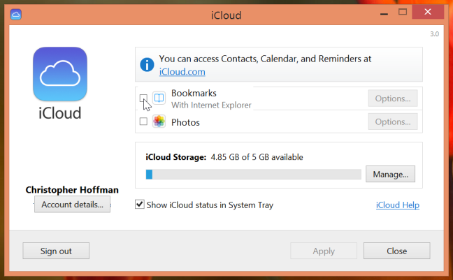 iCloud синхронизация закладок в Windows