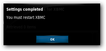 Подтверждение в XBMC