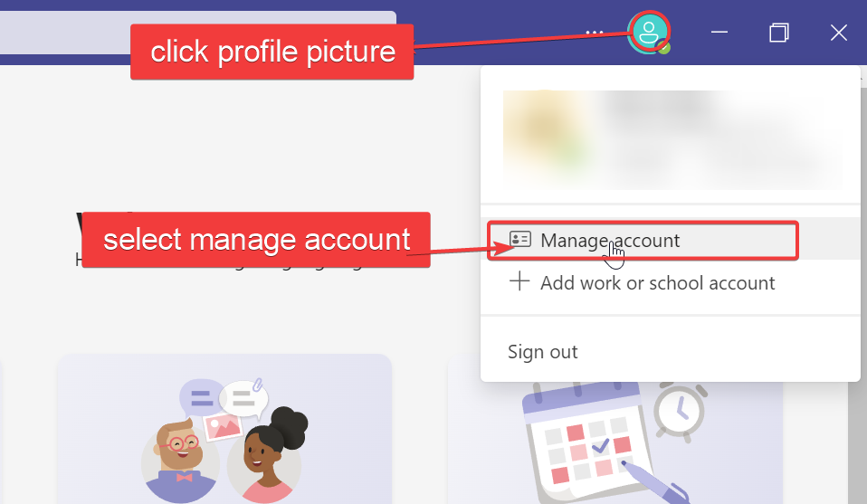Управление аккаунтом в Microsoft Teams